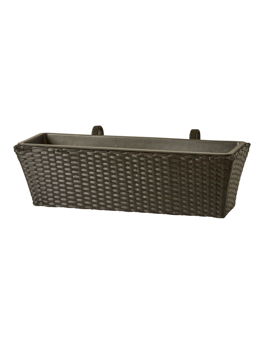 Altankasse med bøjle polyrattan flet 60 cm sort