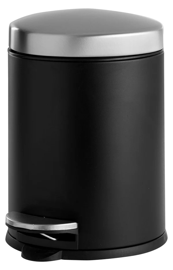 Pedalspand med soft close/sort og rustfrit stål - 5 L