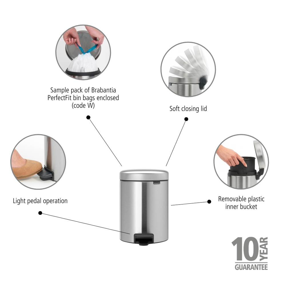 NewIcon Pedalspand 5 mat stål