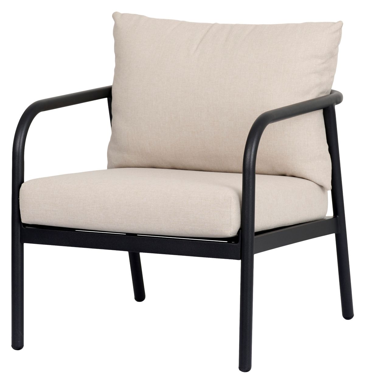 Manfred Sofasæt til haven 2 stole, sofa og borde sofa sort med lyse hynder