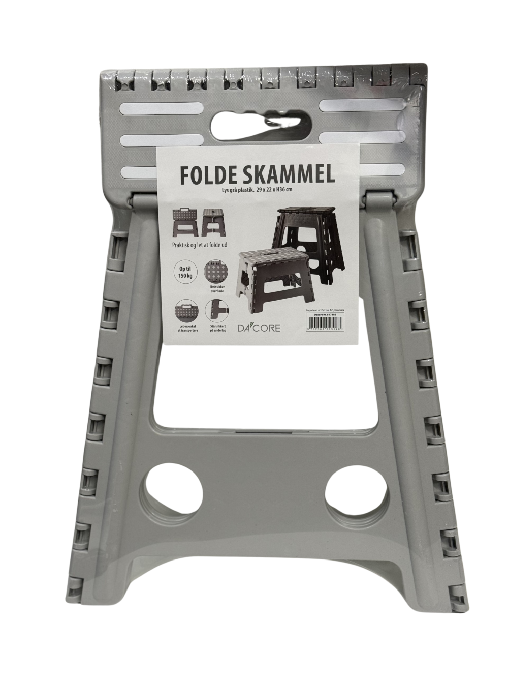 Skammel foldbar med dots 29x22x39 cm plast grå