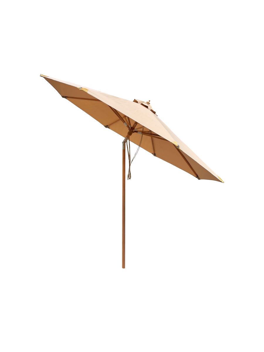 Cannes parasol i træ med olefindug  Ø 3 m. med tilt - cappuccino NR 13