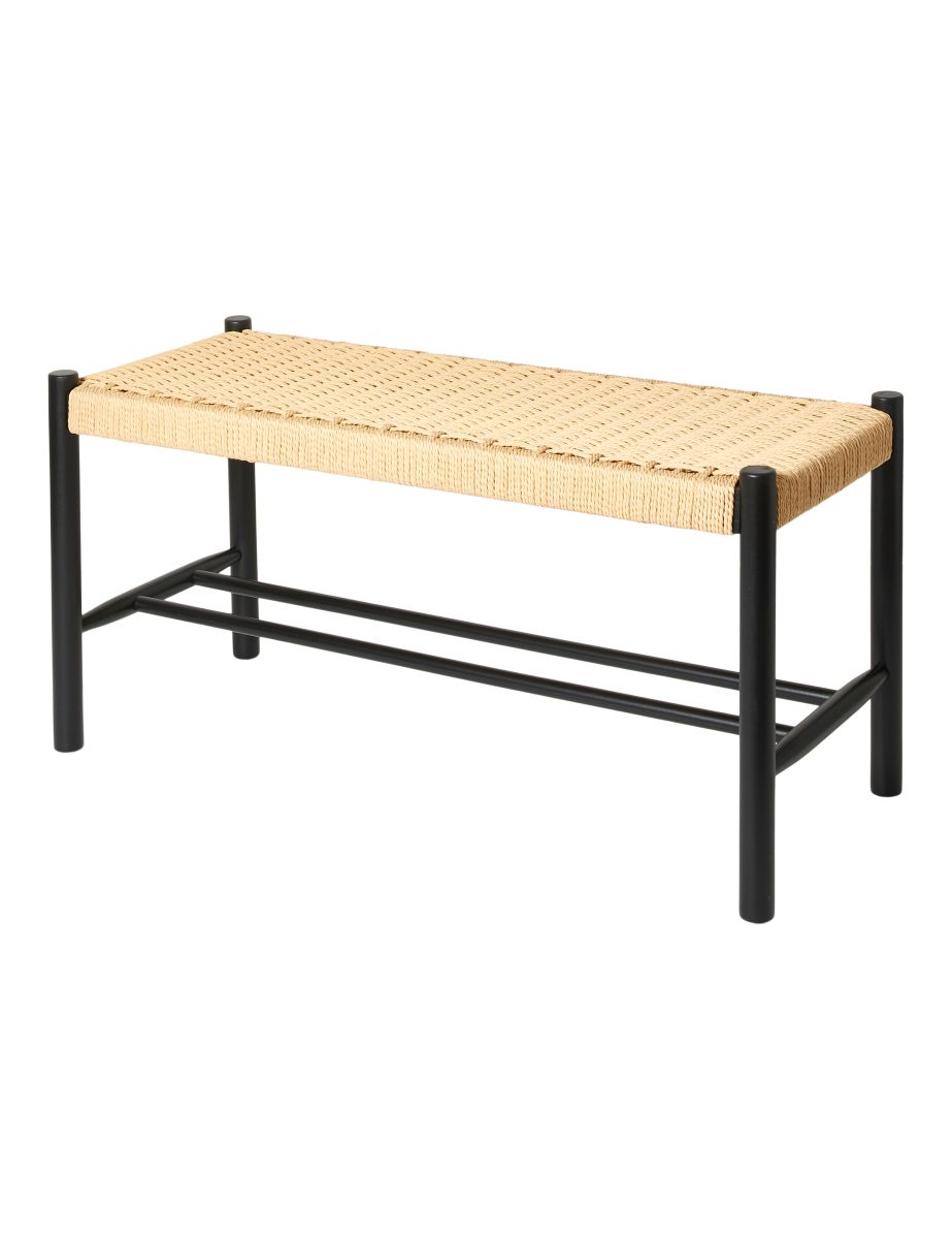 Da'core Bænk 90x35x45 cm. bøgetræ med fletsæde sort