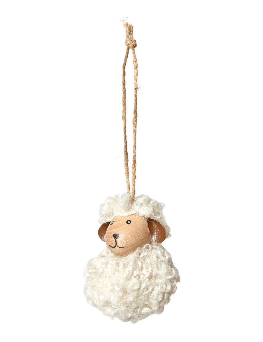 Får Fluffy H 7 cm. hænge bøg natur