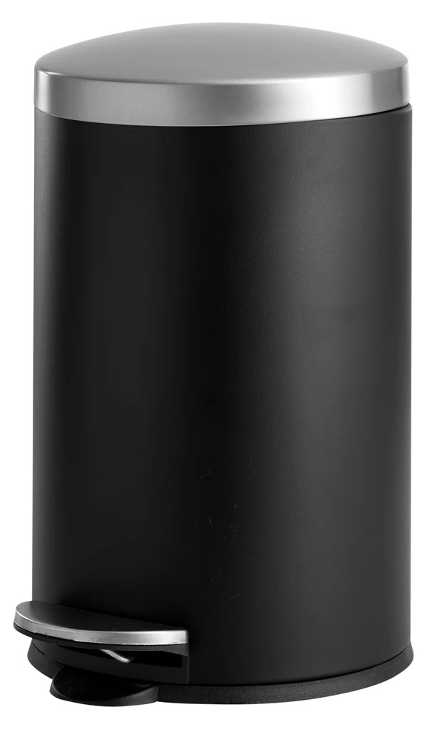 Pedalspand med soft close/sort og rustfrit stål - 12 L