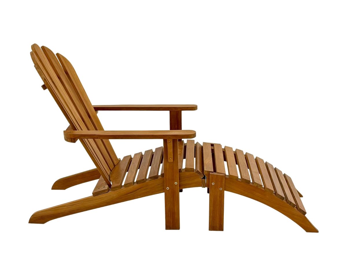 New York dækstol med fodstøtte i kerneteak