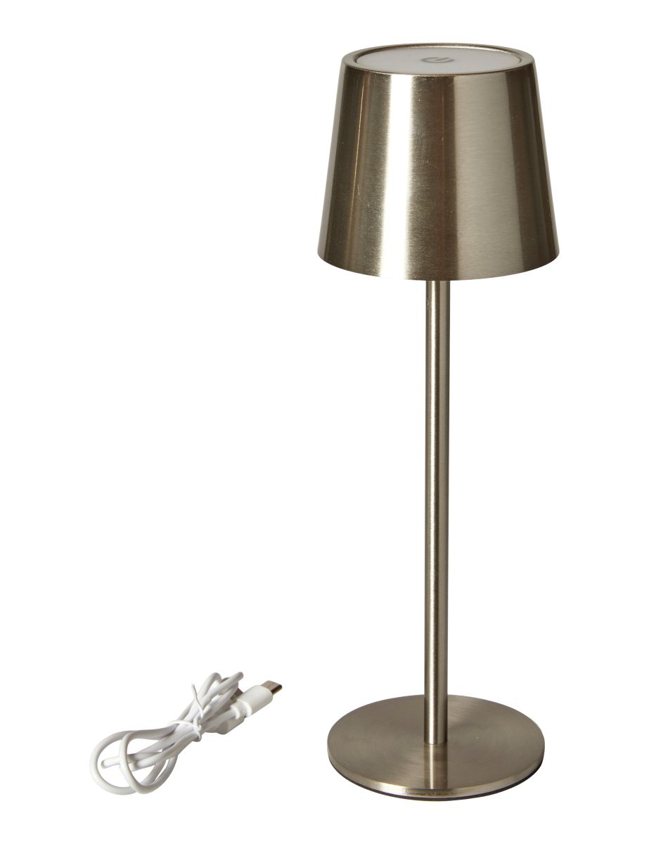 Da'core LED Lampe med touch og genopladelig Ø9x27,5 cm. sølv