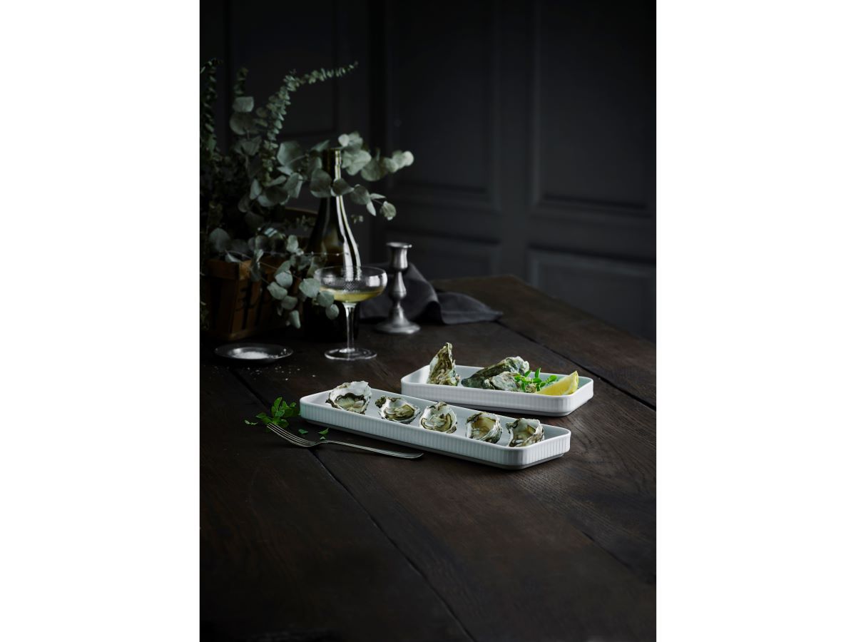 Fad Rektangulært Plissé 24 X 12 cm Hvid