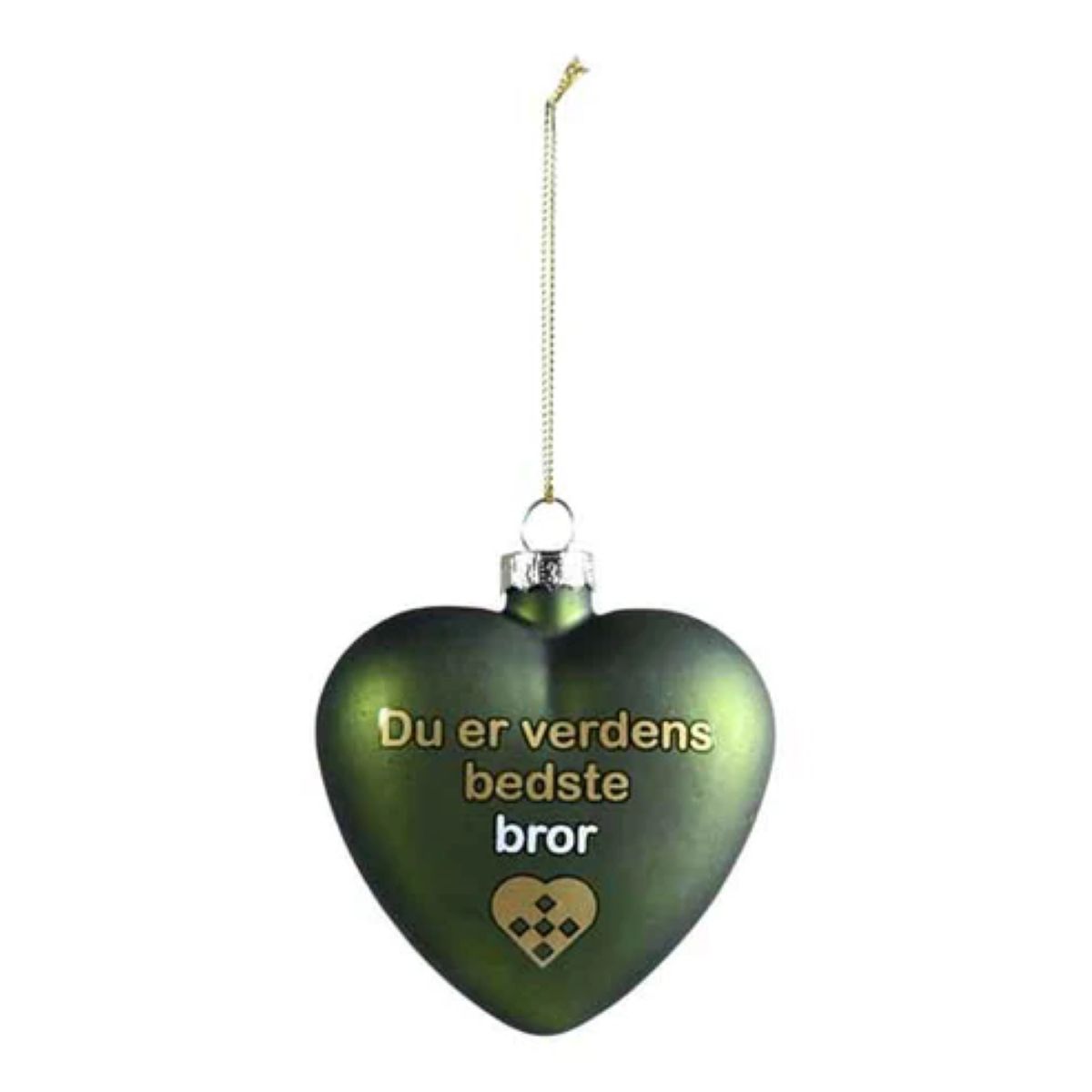 Hjerteophæng glas 8 cm. bror grøn