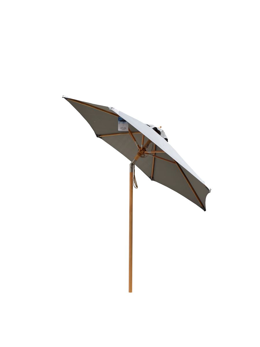 Cannes parasol i træ med olefindug Ø 2,5 m. med tilt - grå NR 66