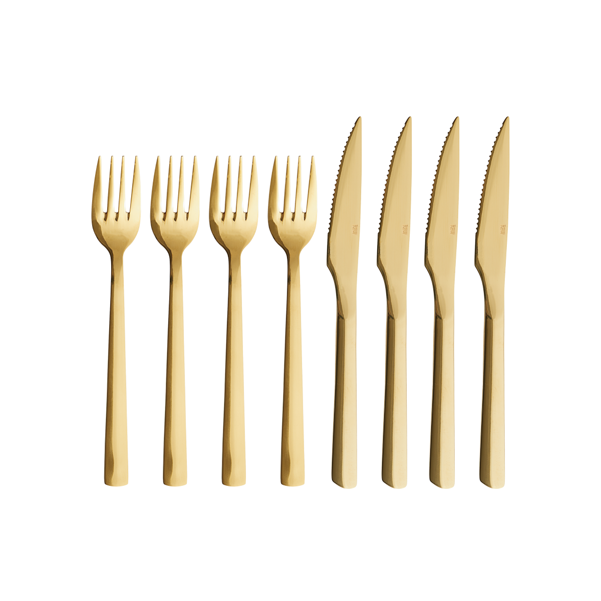 Raw steak bestiksæt 8 dele - guld