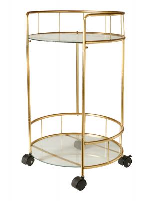 Barbord med glasplade D37,5 cm. H62 cm. Guld