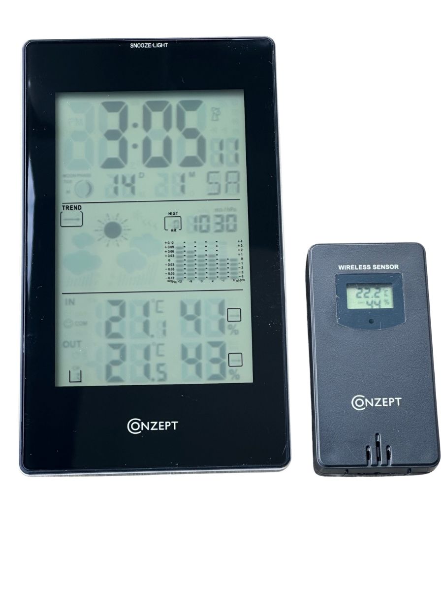 Vejrstation termometer, barometer, alarm, kalender