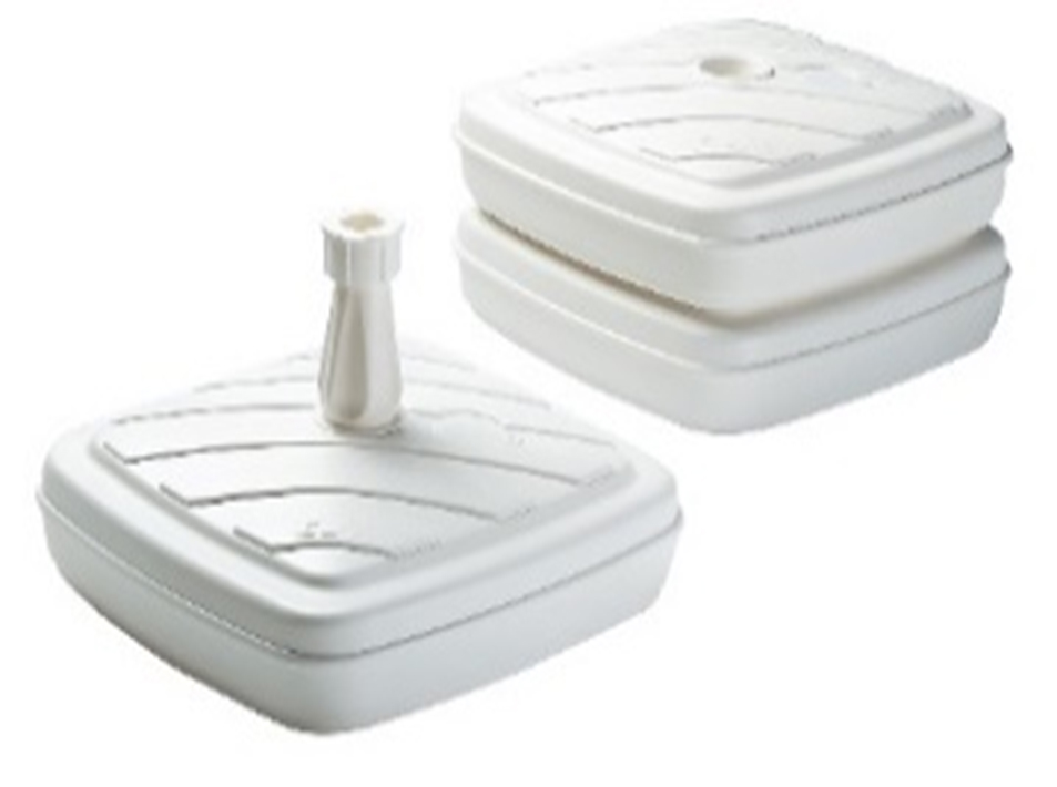 Parasolfod plast firkantet 14 L. hvid