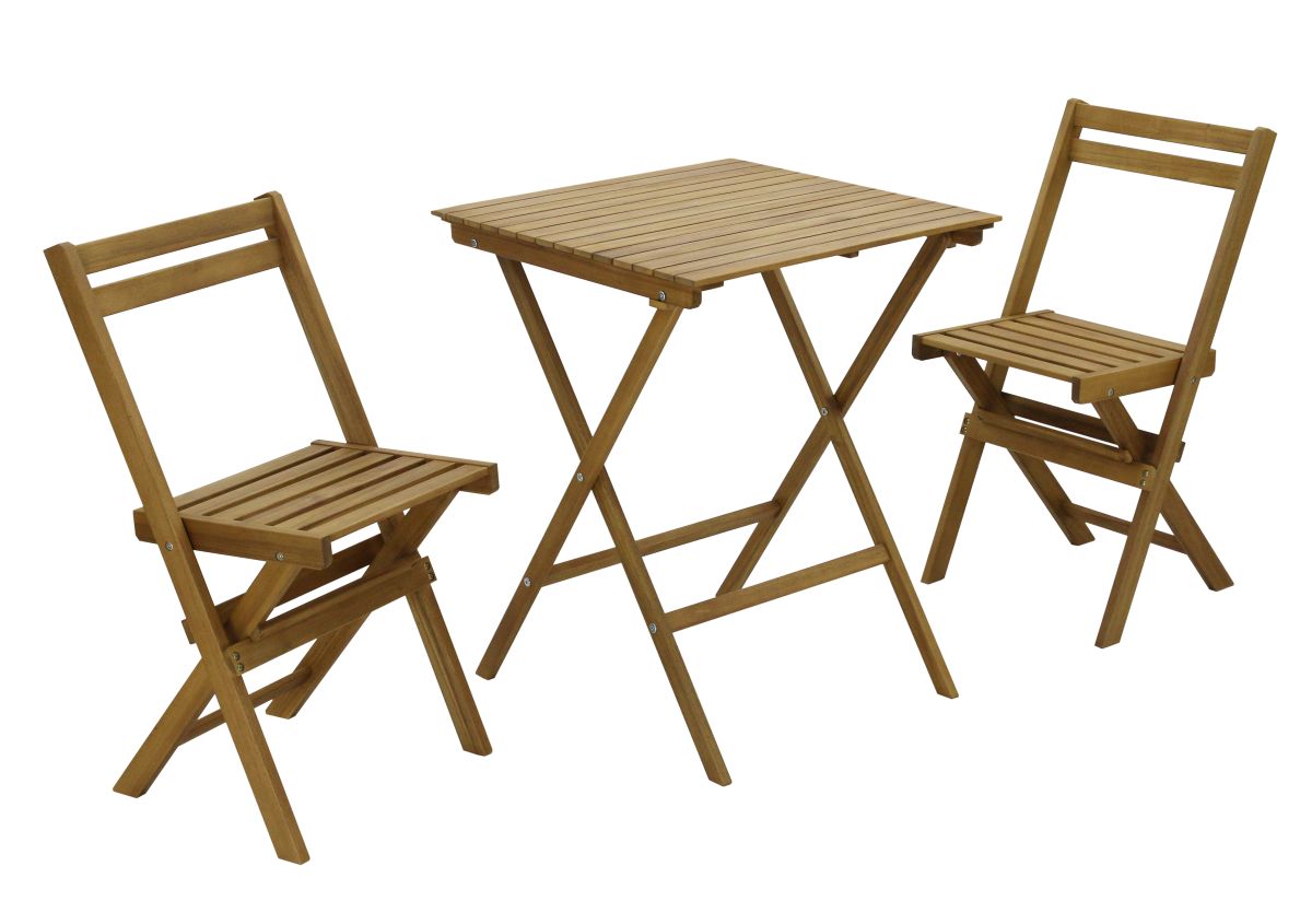 Carlo Cafesæt 2 stole og bord akacietræ olieret