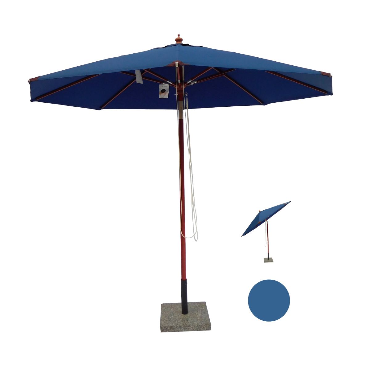 Cebu parasol Ø 3 m. med tilt - blå NR 24