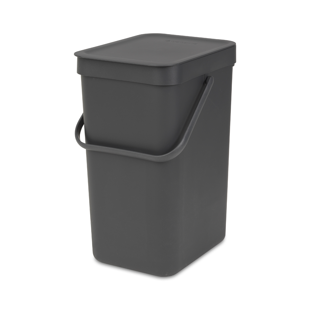 Affaldsspand m/låg sort.kon. 12 ltr. Grå