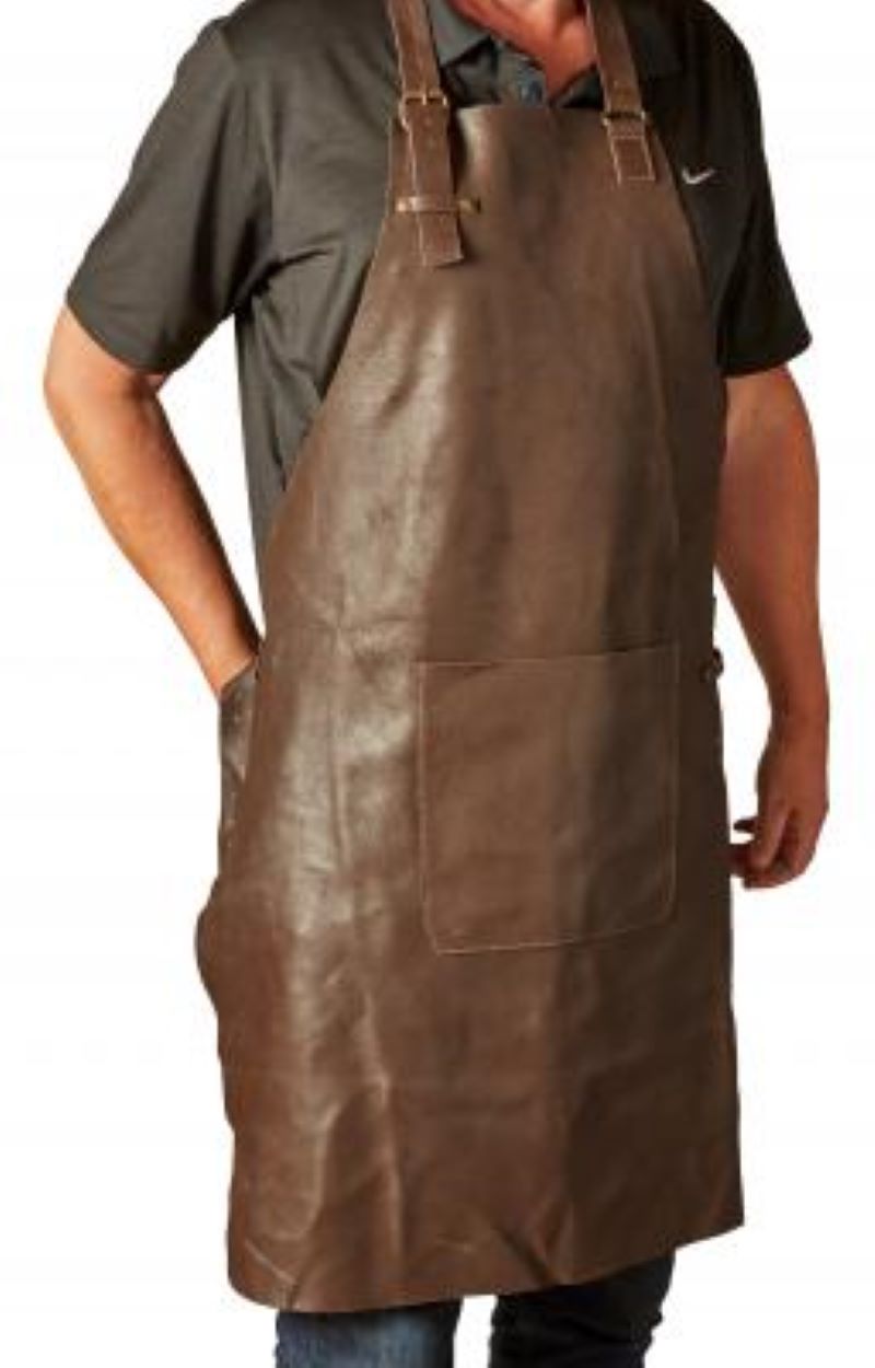Forklæde med lomme 65x90 cm. - mørkebrunt læder