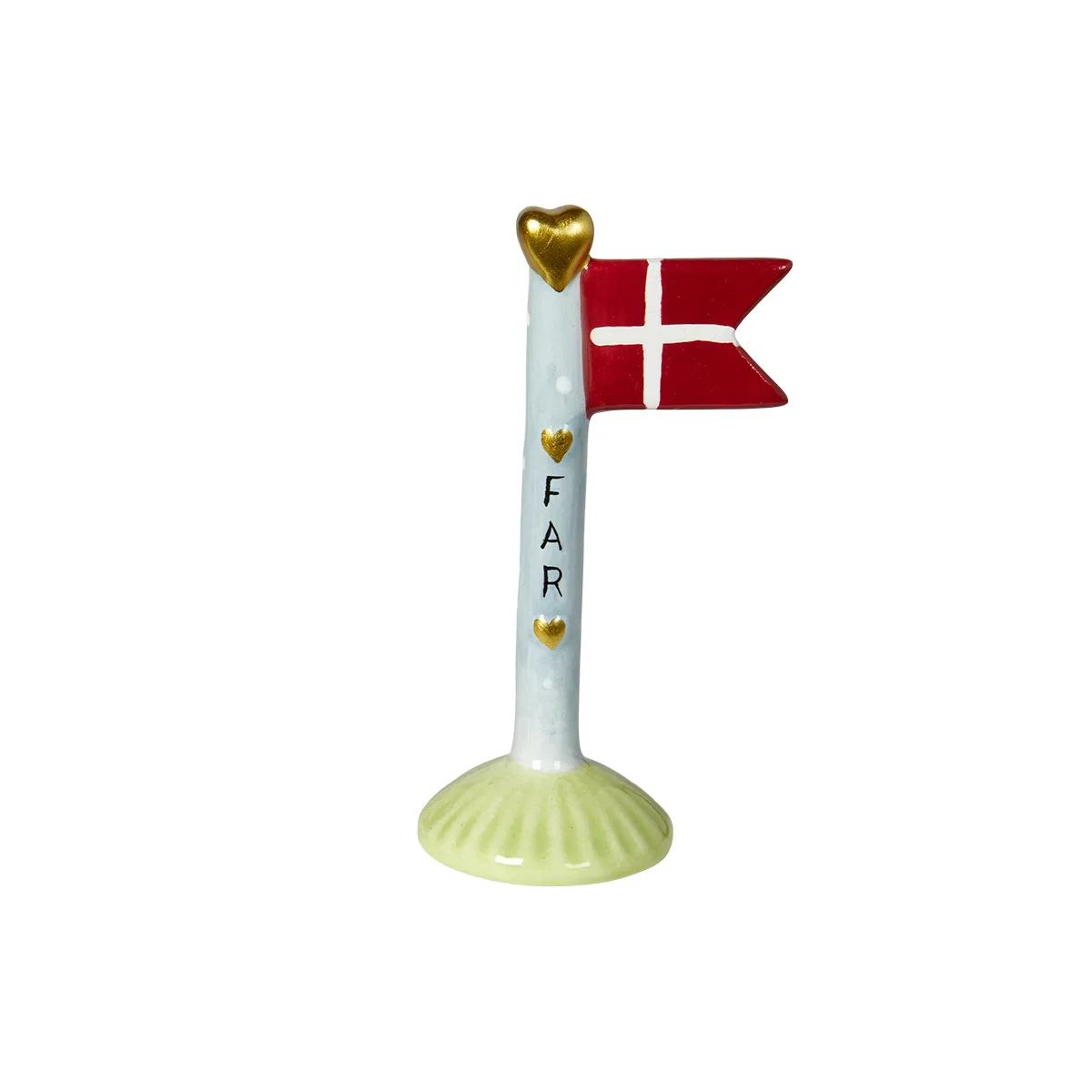 Keramik flag Far blå/grøn 14 cm.