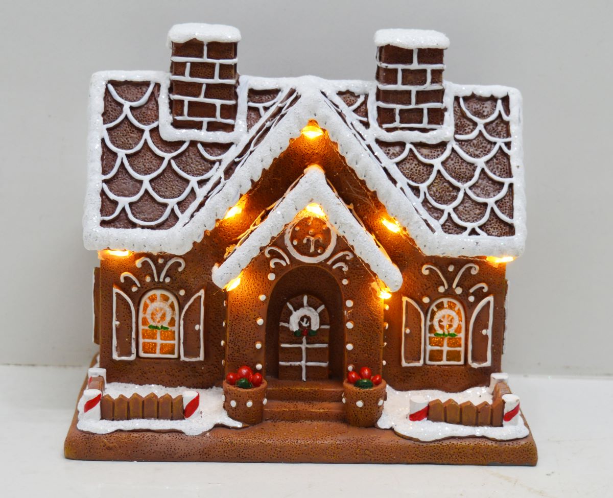 Honningkagehus med LED-lys 17,5x10x16 cm 