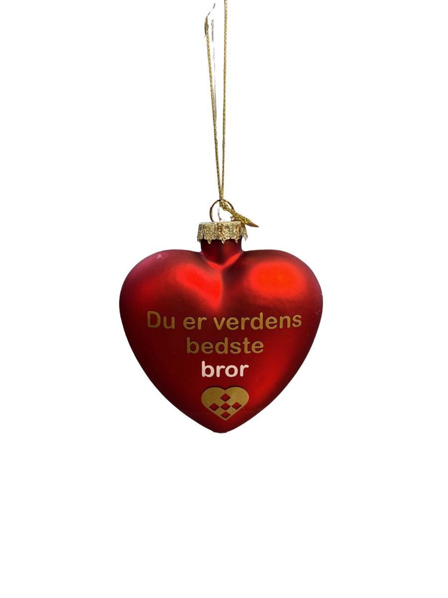 Hjerteophæng glas 8 cm. bror rød