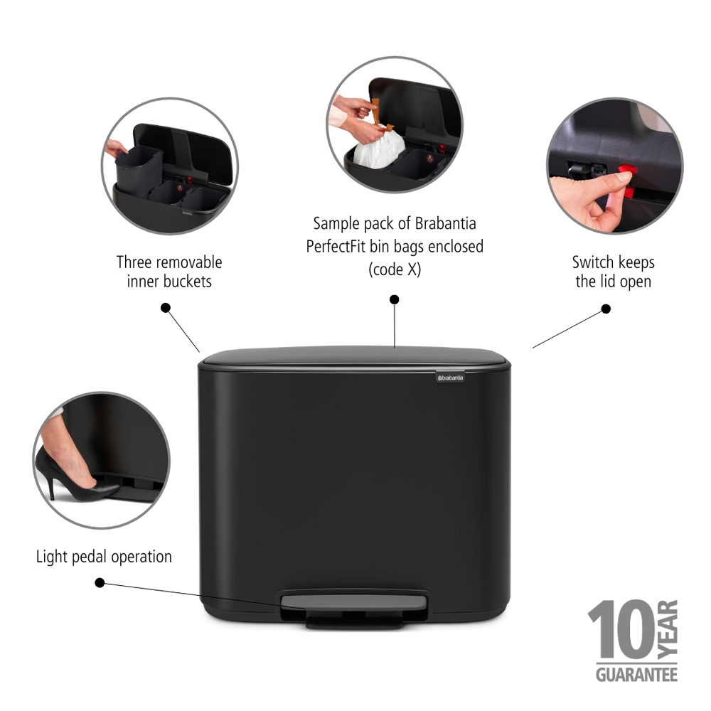 BO Pedalspand 3 x 11 ltr Sort