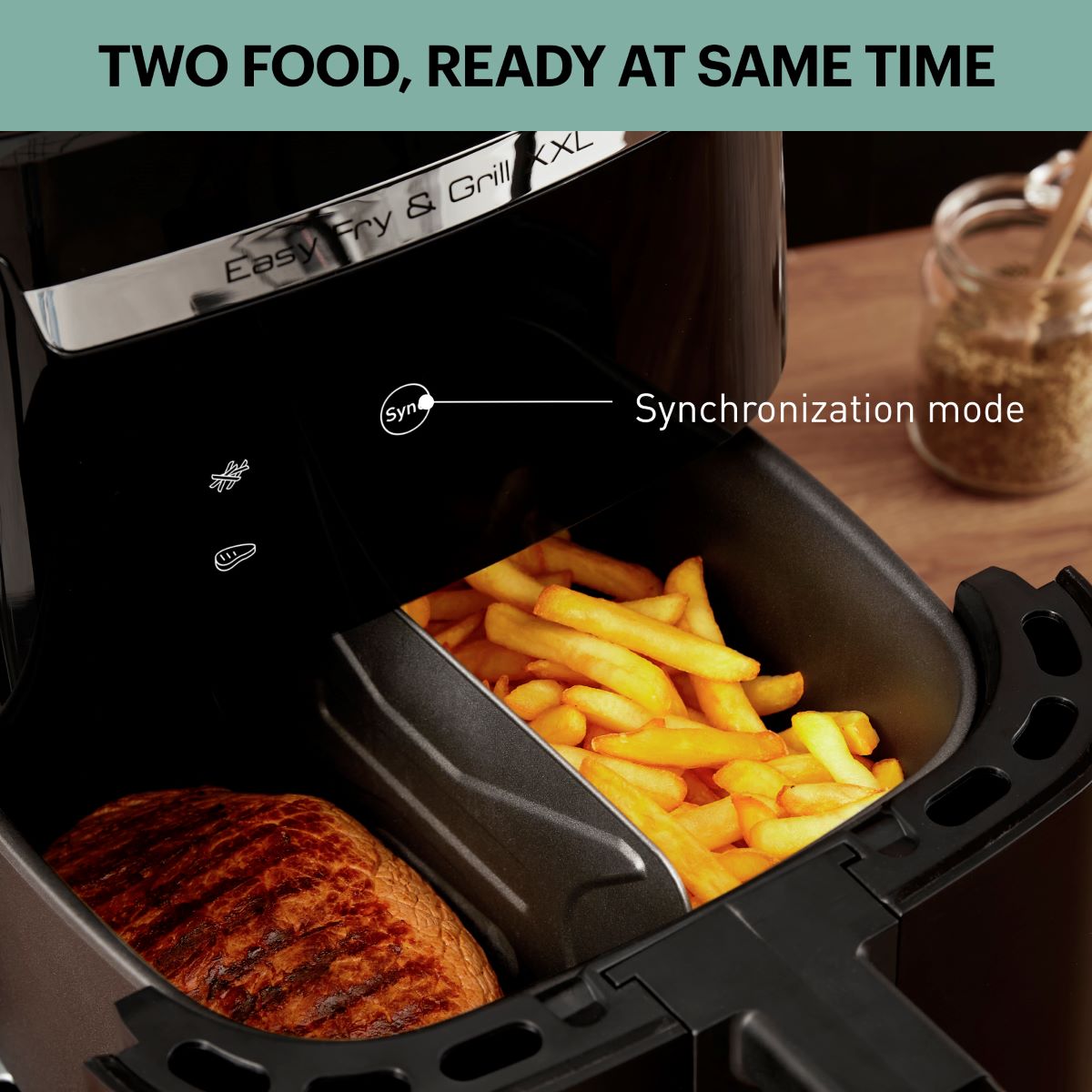 Easy Fry & Grill XXL 2-i-1 airfryer 6,5 ltr. - stål