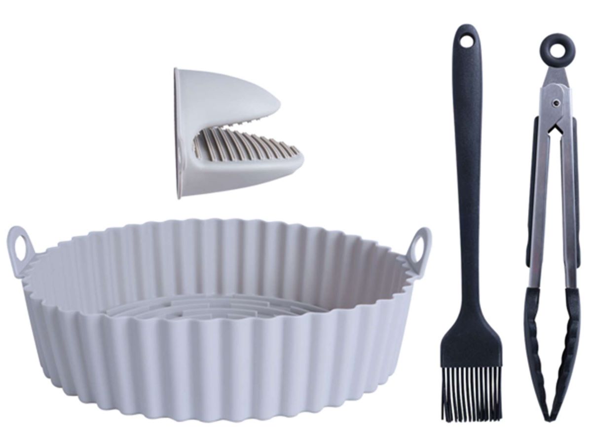 Airfryer sæt med silikoneform, handske, pensel og tang