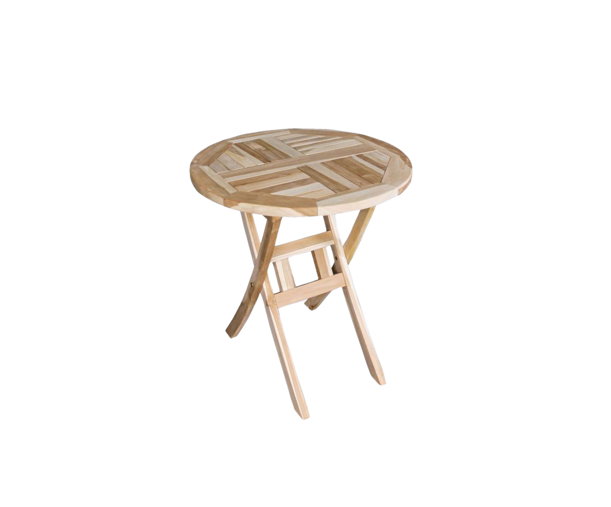 Houston bord Ø66 cm + 2 Trieste stol sort i polyrattan og classic teak - Altan / cafesæt