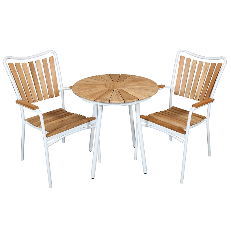 Cafésæt Home - bord Ø 70 cm. og 2 stabelbare stole