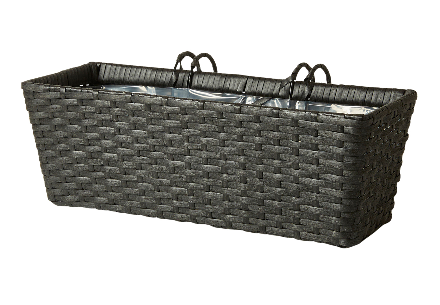 Altankasse polyrattan flet 40 cm sort