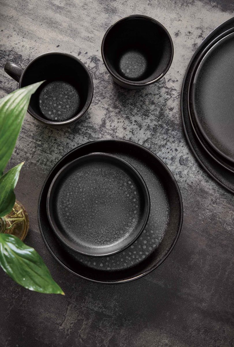 Raw suppe tallerken 19,4x4,5 cm. - titanium black stentøj