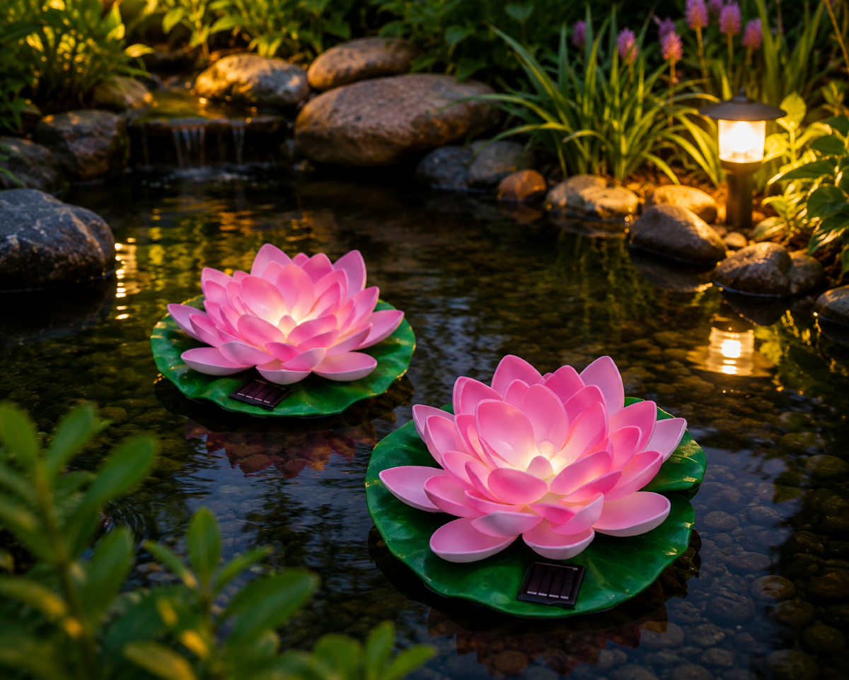 Conzept solar Lotusblomst Ø17 cm pink 2 stk.