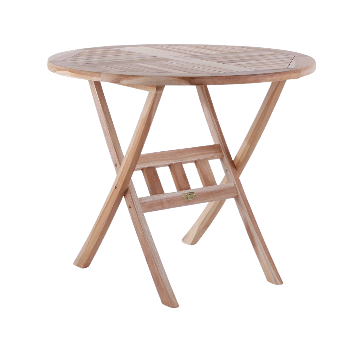 Houston bord Ø90 cm + 4 Houston foldestol med armlæn i classic teak - Havemøbelsæt