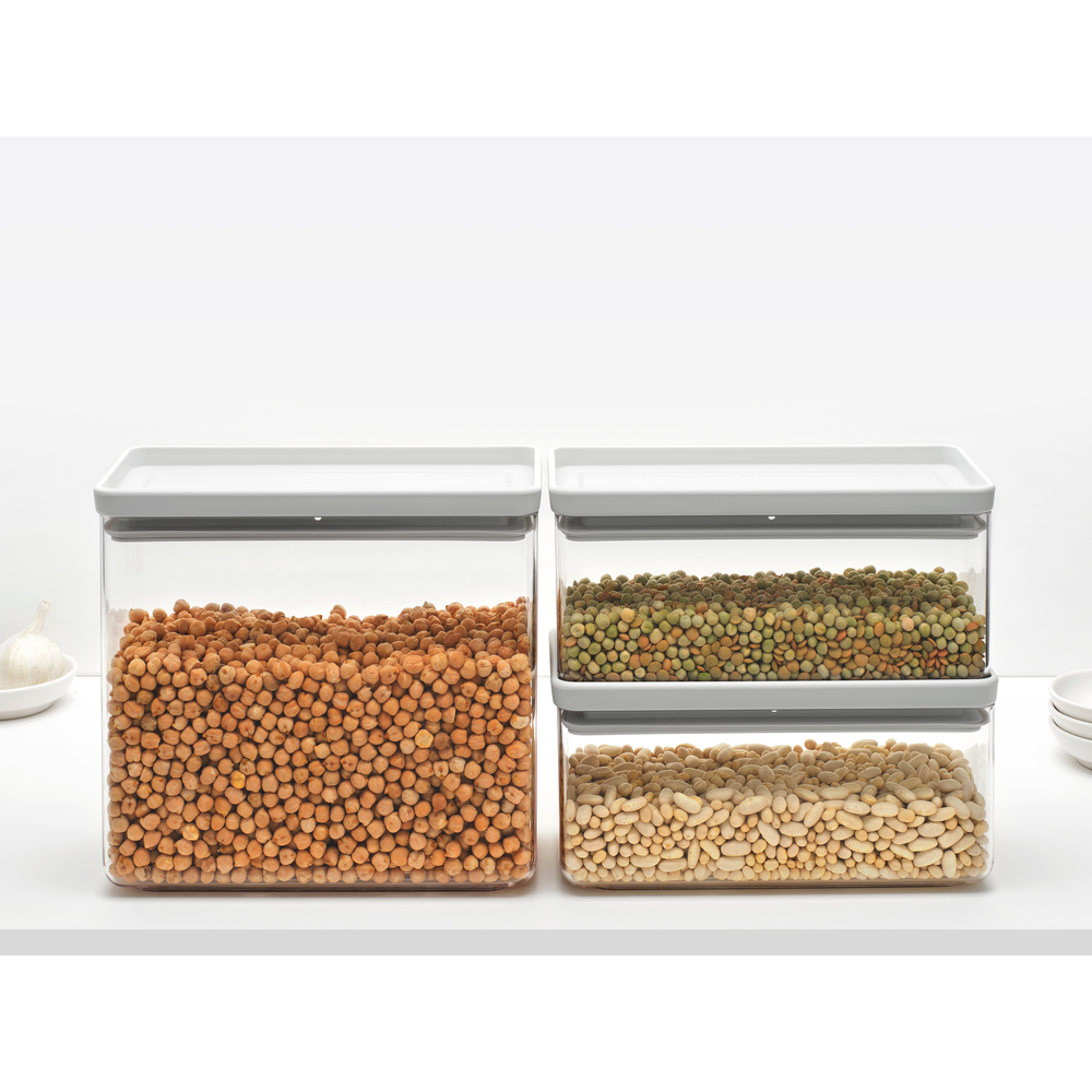 Brabantia Tasty+ Opbevaringssæt 3 dele 2 x 1,5 L + 1 x 3,5 L lysegrå