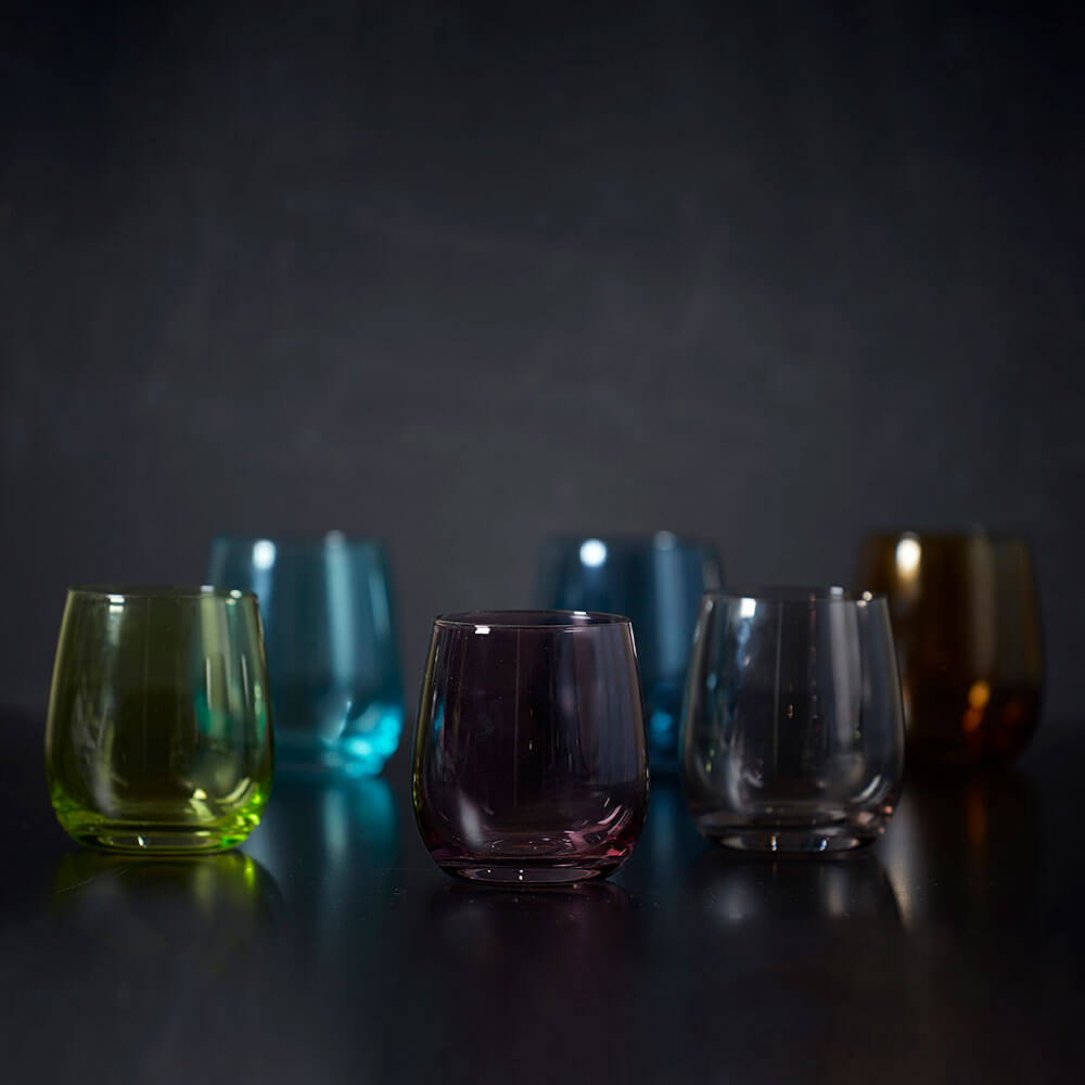 Da'core vandglas indfarvet 35 cl. sæt 6 stk. assorterede farver