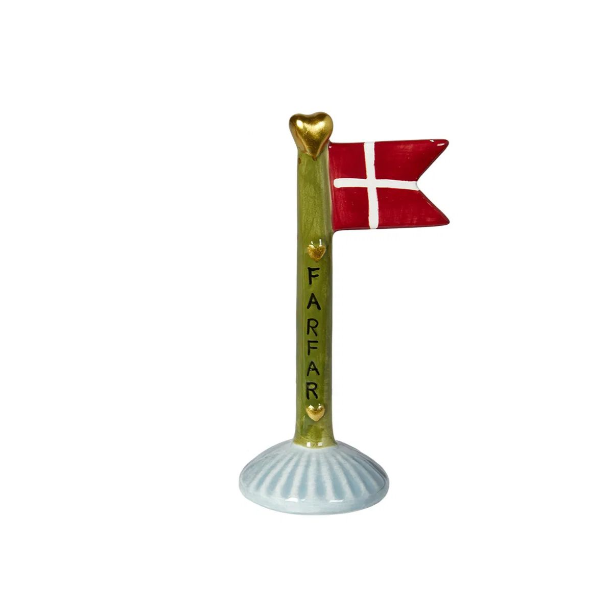 Keramik flag Farfar grøn/blå 14 cm.