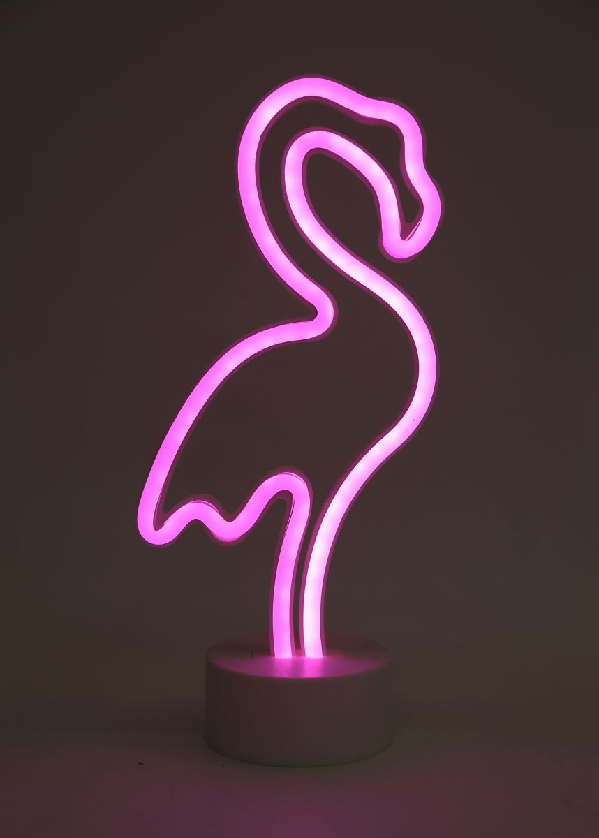 Neonskilt Flamingo på fod