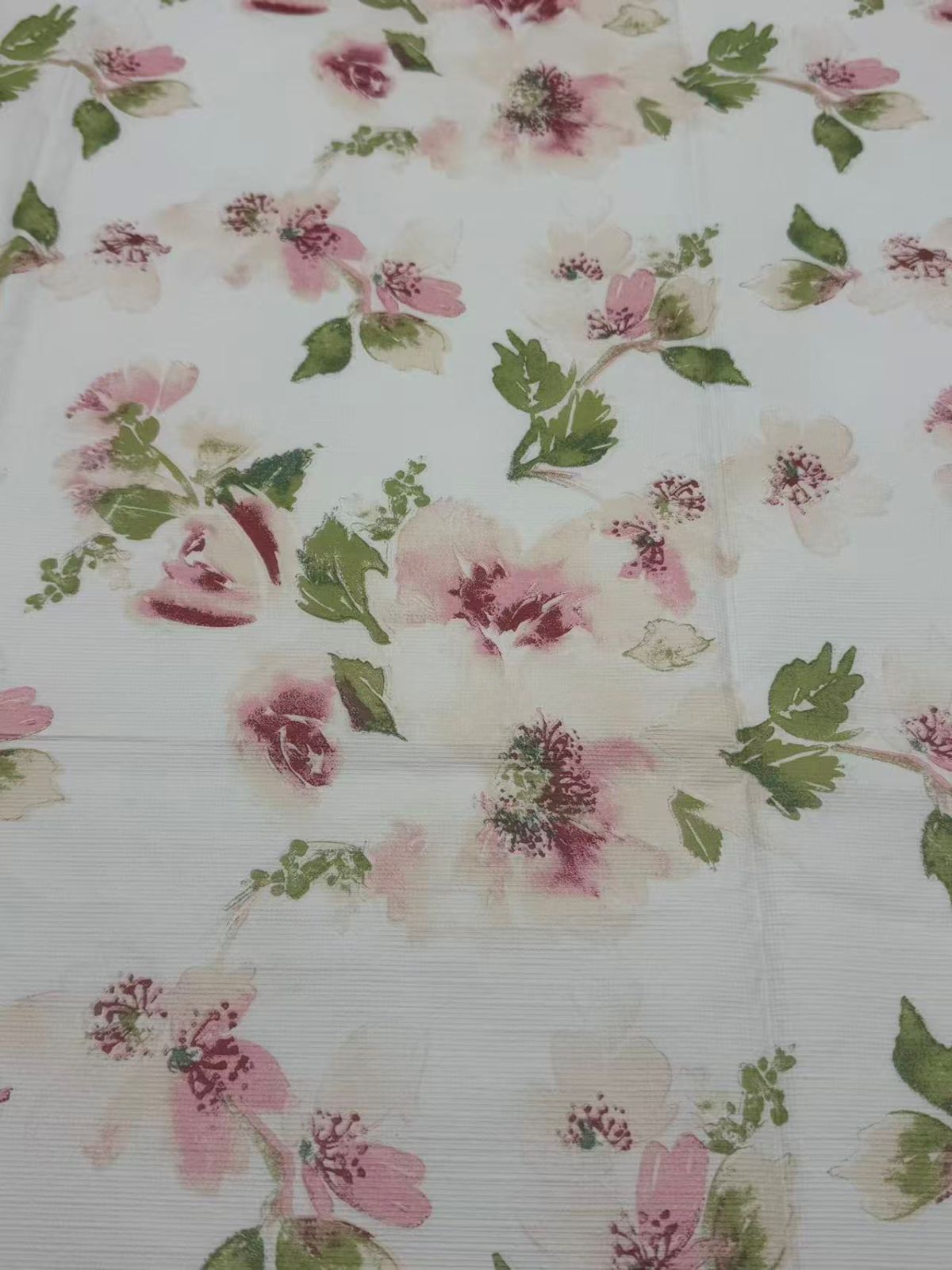 Voksdug Ø140 cm blomst hvid/grøn/rosa