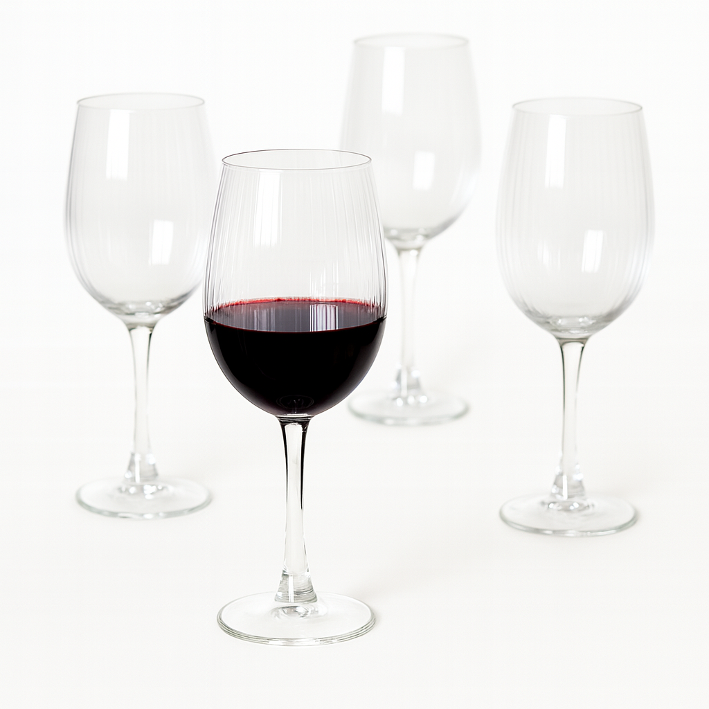 Da'core Rødvinsglas 45 cl rillet klar med guldkant 4 stk.