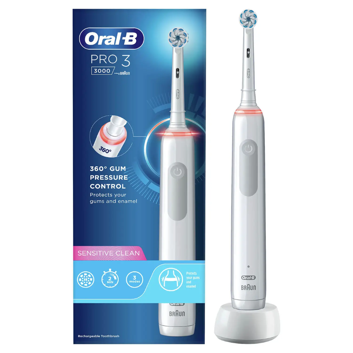 Oral B Pro 3 3000 Sensitive tandbørste - hvid