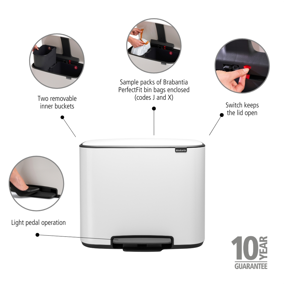 BO Pedalspand 23 + 11 ltr Hvid