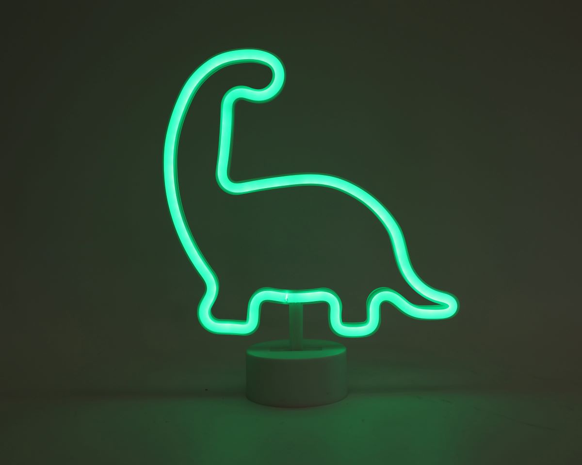 Neonskilt Dinosaur på fod