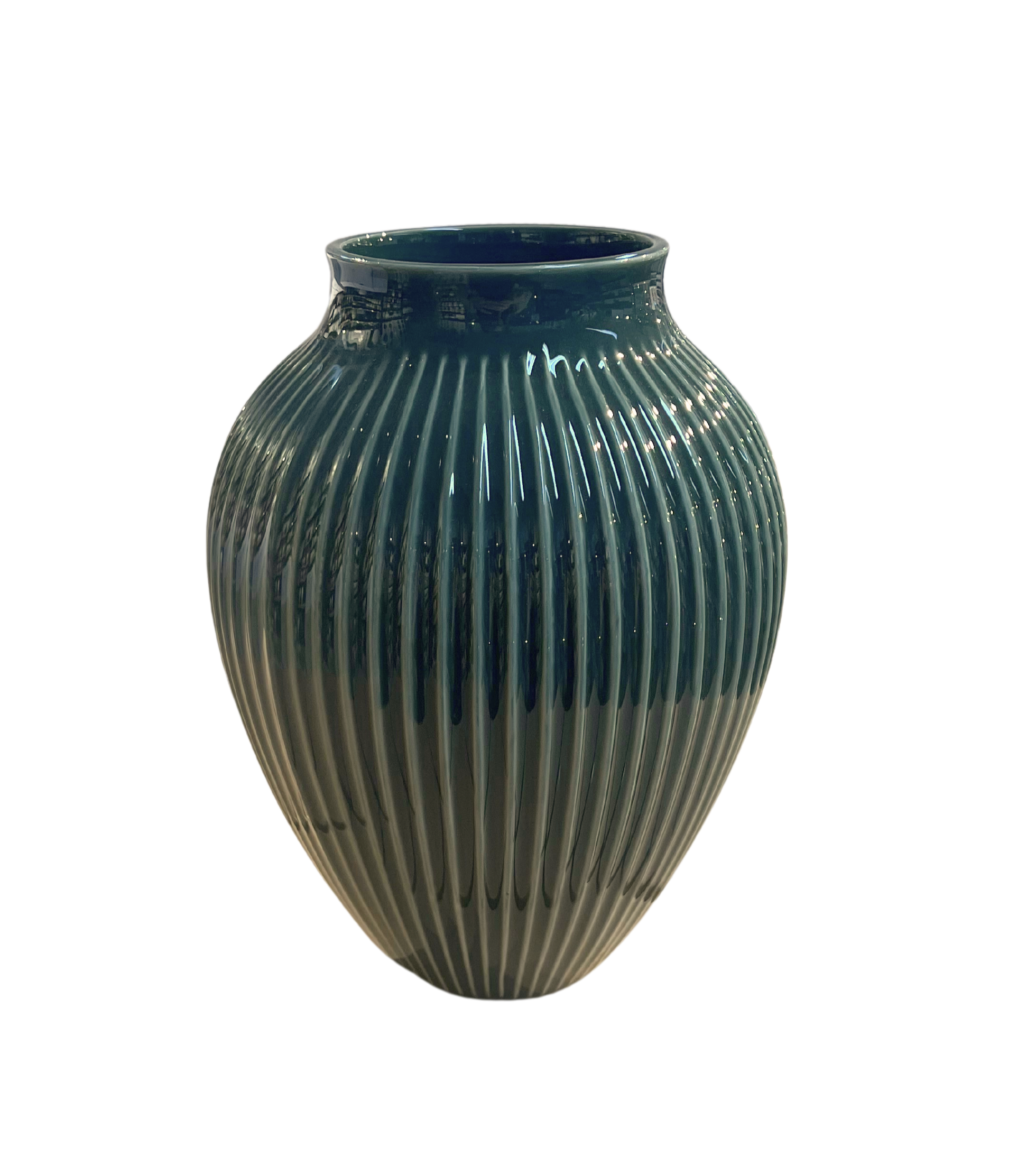 Knabstrup Vase H 20 Cm Ripple Dark Green