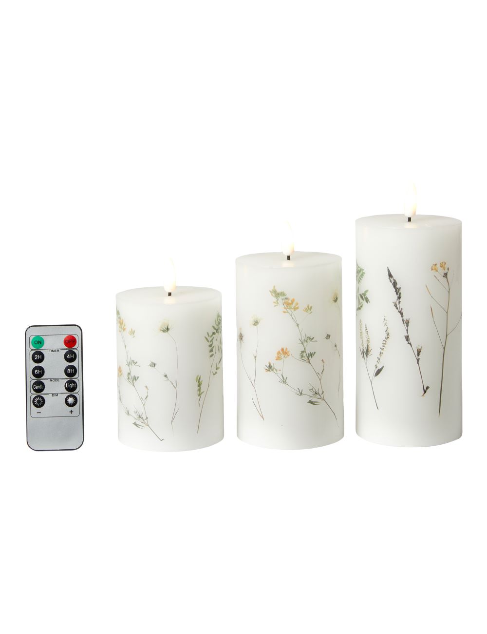 Da'core LED bloklys sæt m/3 stk. inkl fjernbetjening - Gul Blomst