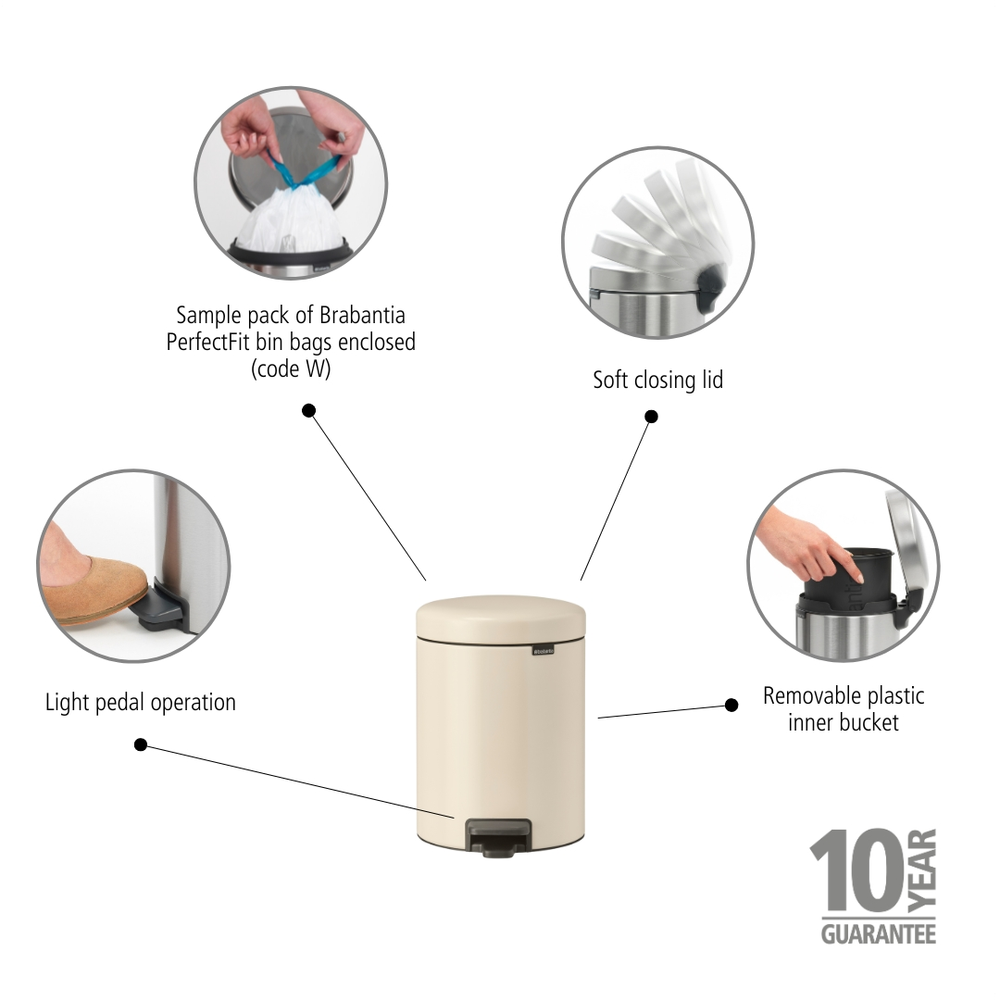 Newicon Pedalspand 5 L Soft Beige