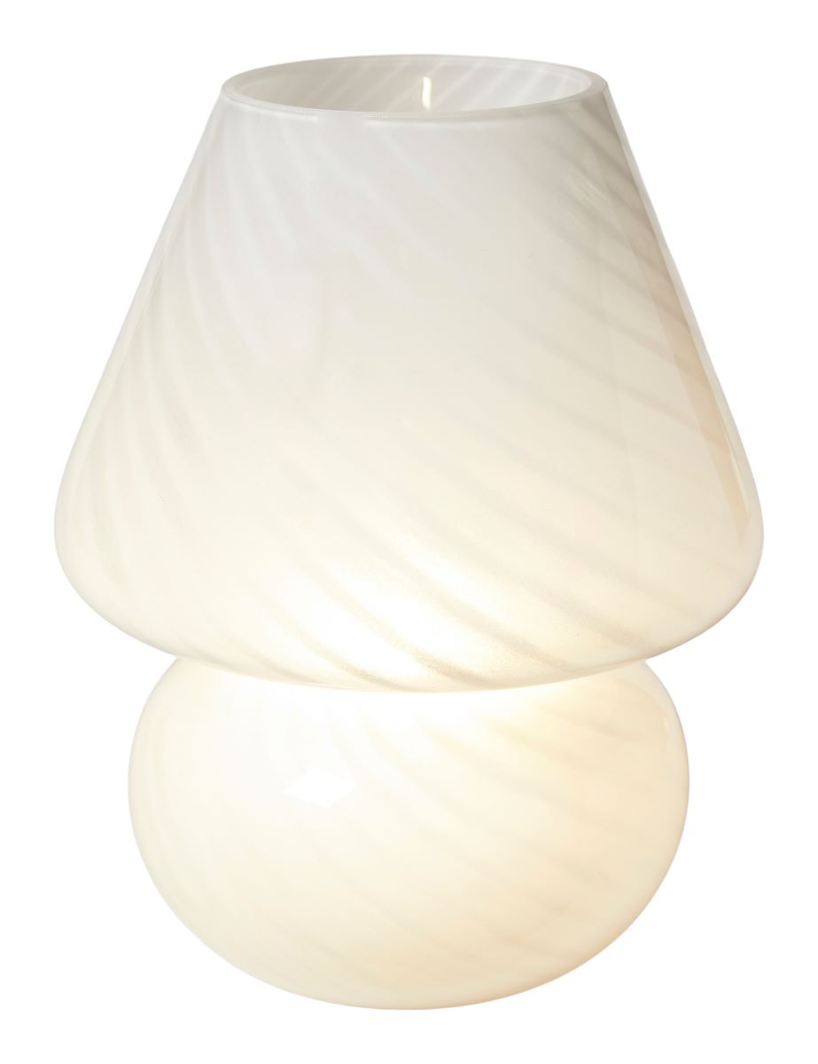Bordlampe til batteri glas strib hvid Ø17xH21,5 cm.