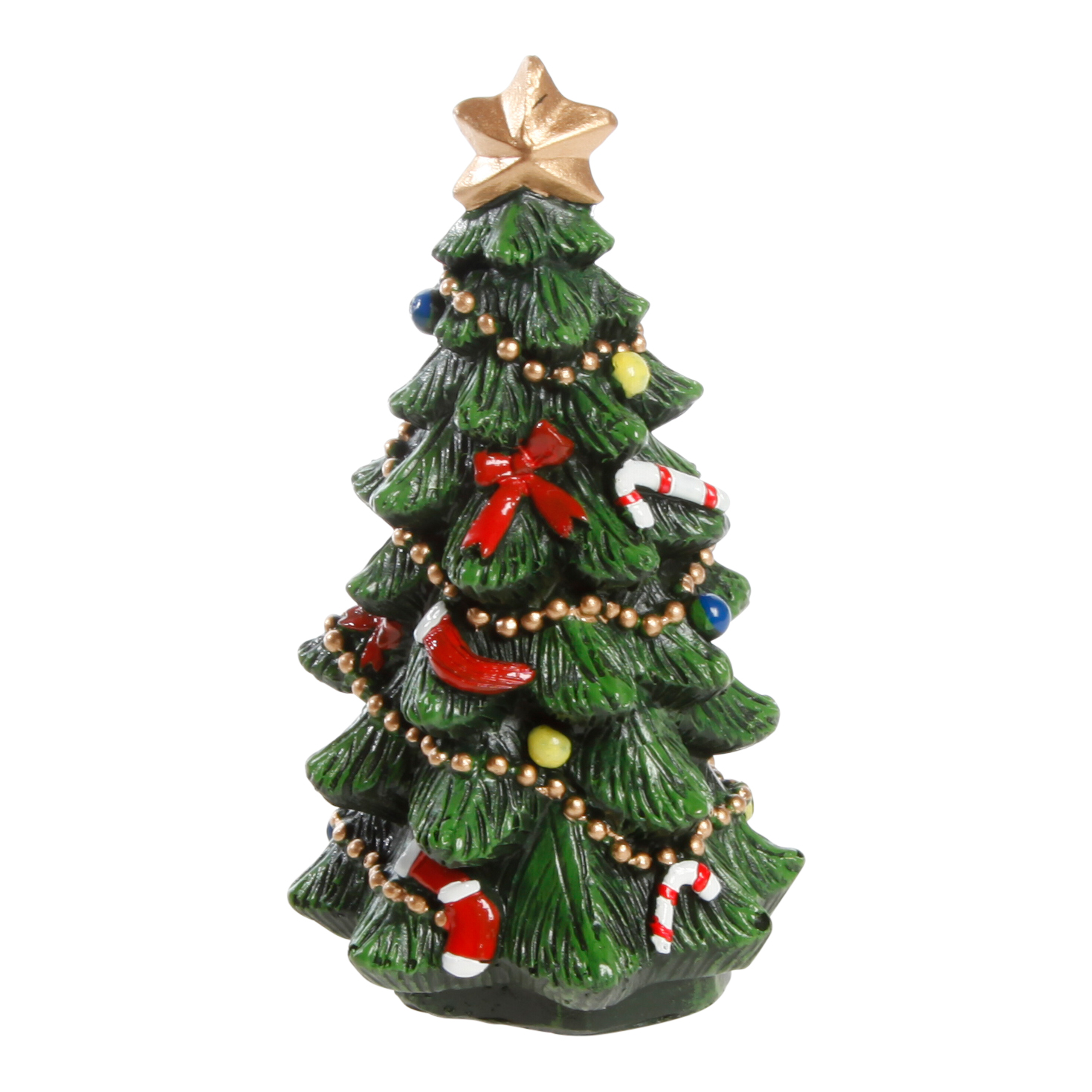 Det Gamle Apotek Juletræ med pynt i polyresin - 11 cm.