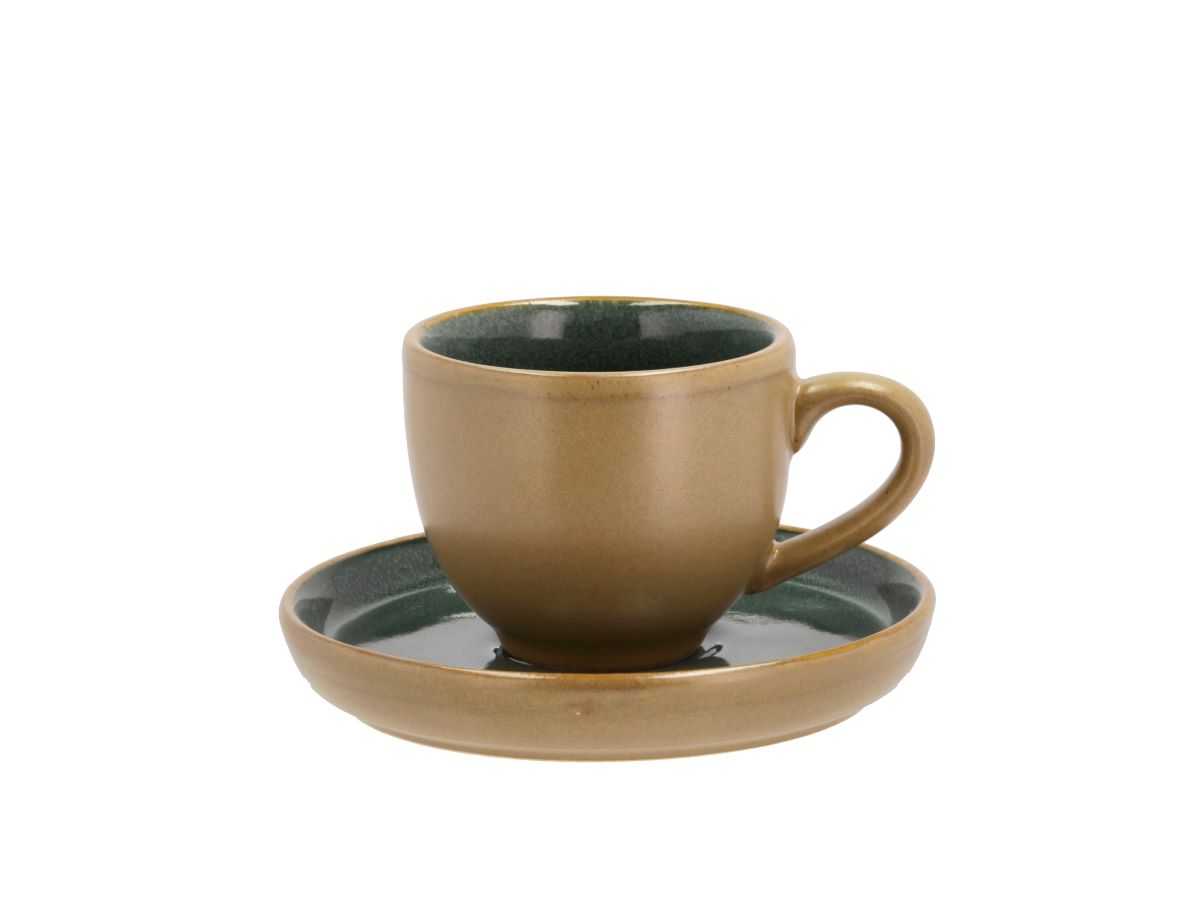 Bitz Wood kop med underkop 7 cl. espresso brun/grøn