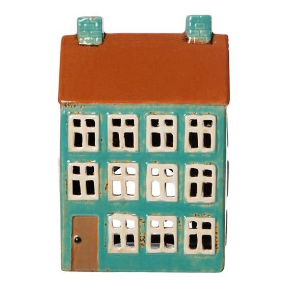 Lyshus keramik H16xB11,5xD9cm. grøn